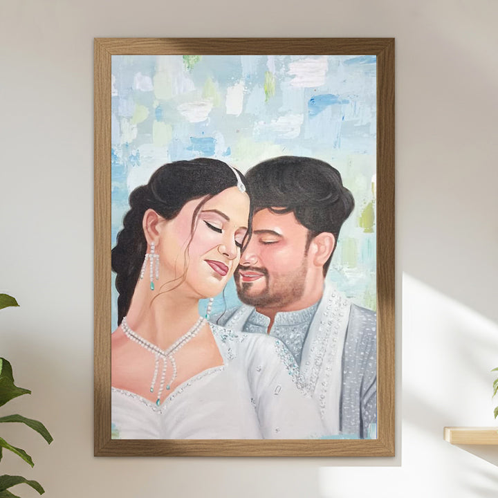 Photo Personalized Hand Painted Portrait With Premium Wooden Frame