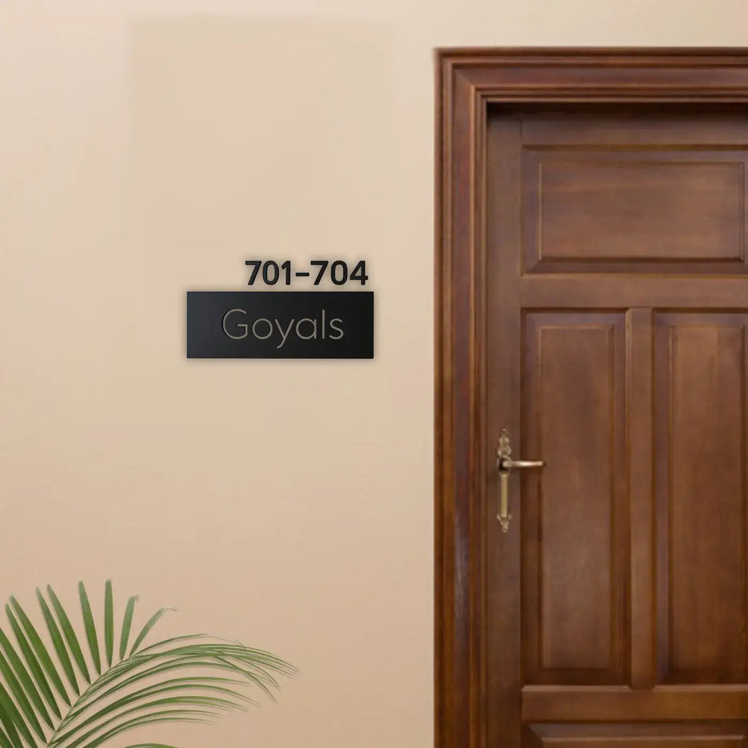 Personalized Black Minimal Metal Name Plate