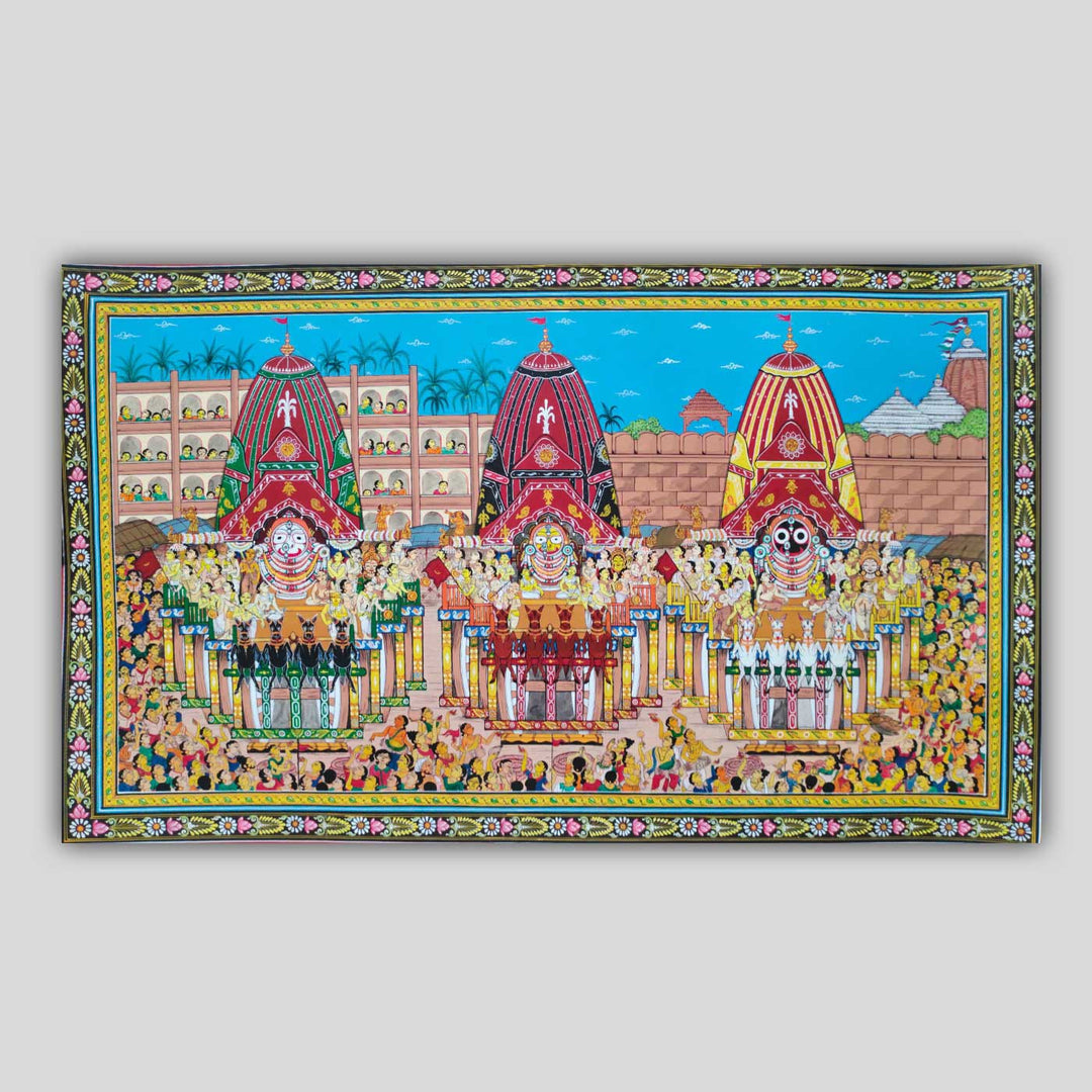 48 x 30 Inch | Handmade Canvas Rathyatra Painting