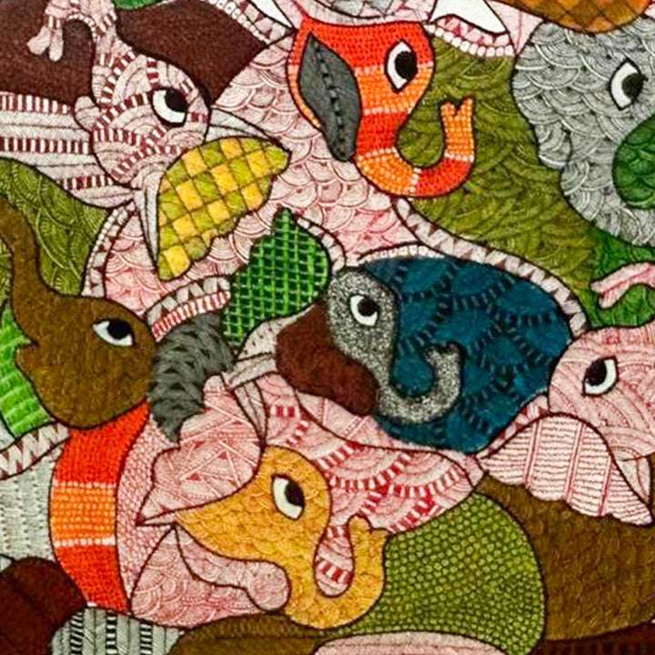 24 x 36 Inch | Tree Of Harmony | Original Hand Painted Tribal Gond Art Painting | Acrylic Paints On Paper