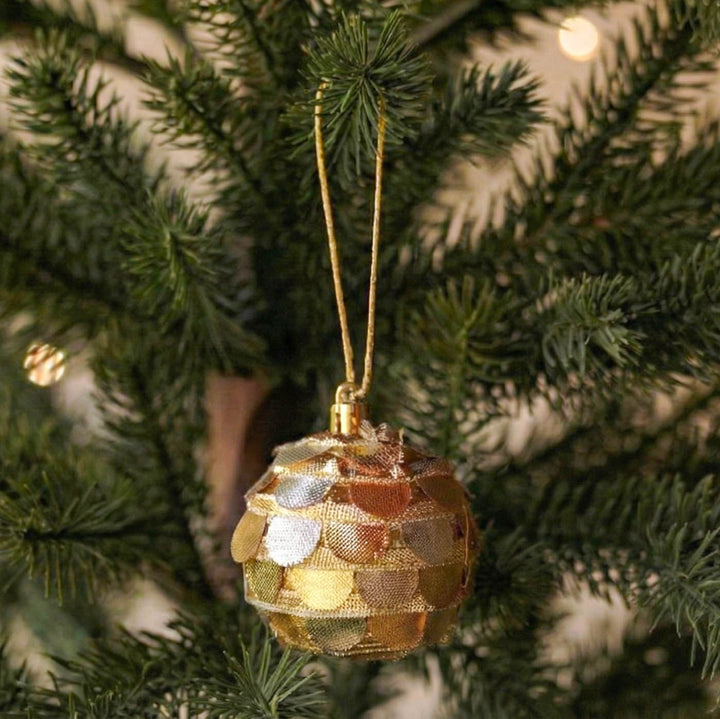 3 Pc | Gold And Silver Glitz And Gota Baubles Christmas Ornament