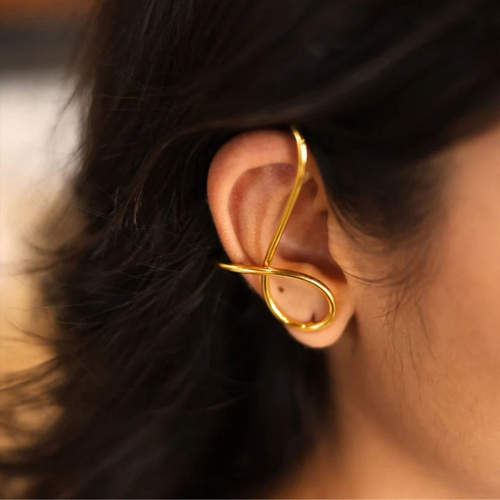 Contemporary Wrapped 18k Gold Plated Brass 2 Way Earrings