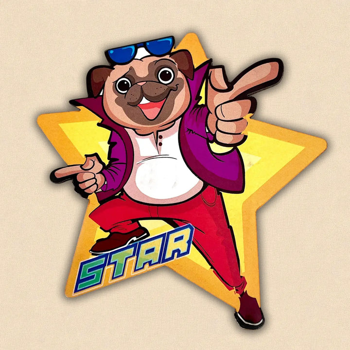 Printed Dog Theme "Star" MDF Wood Fridge Magnet