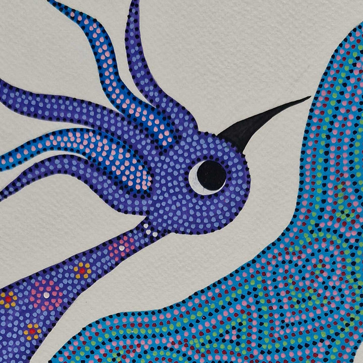 11 x 16 Inch | Blue Bird | Original Hand Painted Bhill Painting | Acrylic Paints On Paper