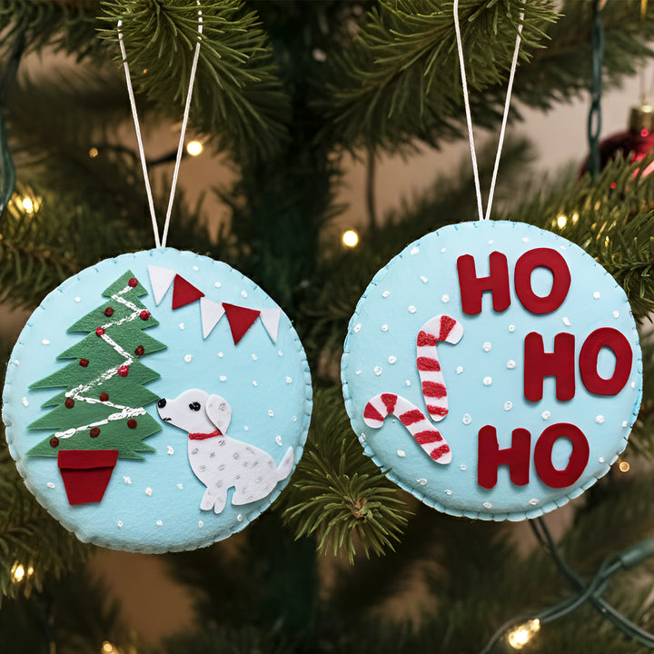 2 Pc | Handmade HO HO HO & Xmas Tree Felt Ornaments For Christmas Tree Decoration