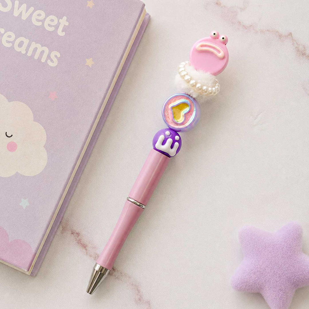 Cute Character "Pink Frog" Topper Pen For Kids