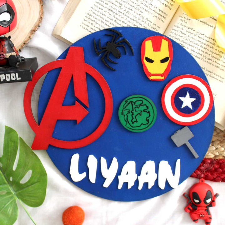 Personalized Hand-Painted Avengers Mdf Wood Kids Name Plate