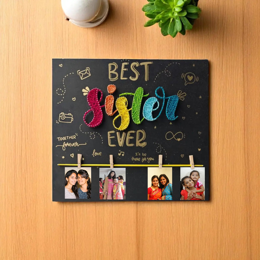 Photo Personalized Handmade String Art Best Sister Theme MDF Wood Decorative Plaque