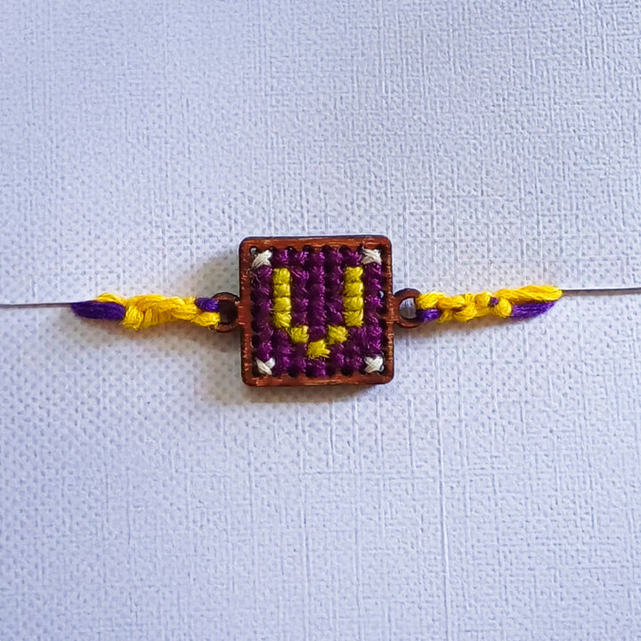 Personalized Handmade Letter Wooden Rakhi With Roli Chawal For Brother