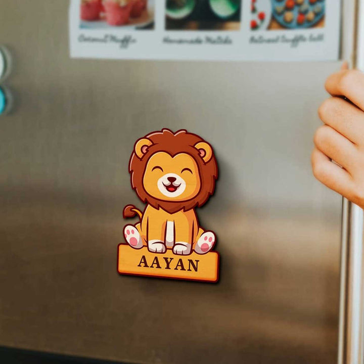 Personalized Printed Lion Theme Plywood Fridge Magnet