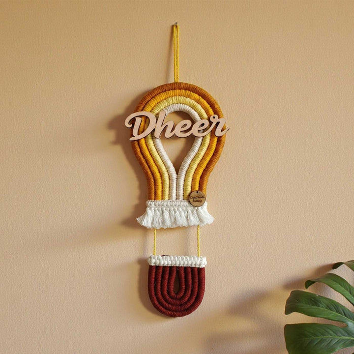Personalized Macrame Hot Air Balloon Theme Kids Name Plate