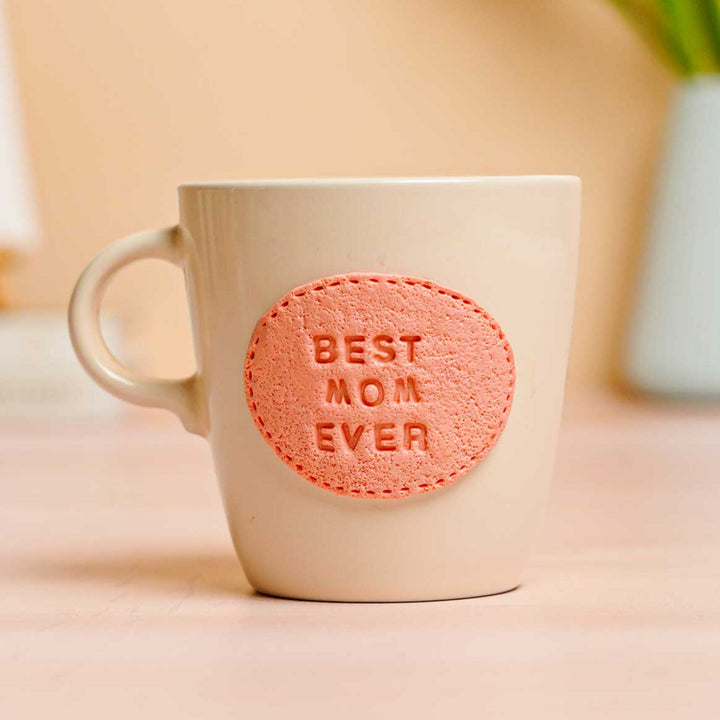 Personalized Hand-Painted Polymer Clay Best Mom Ever Theme Ceramic Mug