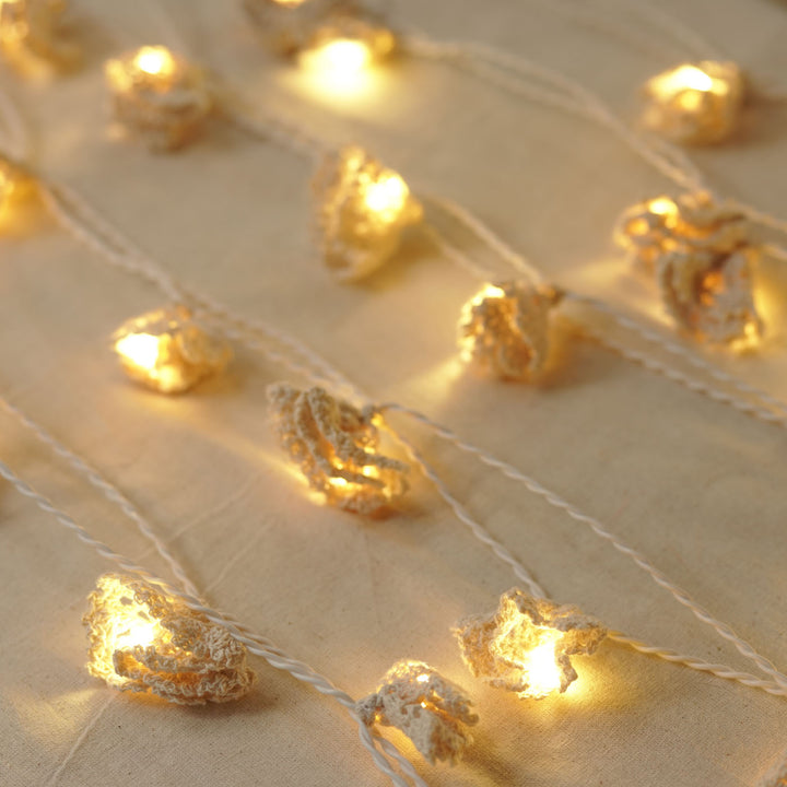 9.15m, 50 Bulbs | Handmade Crochet Floral LED Fairy Light
