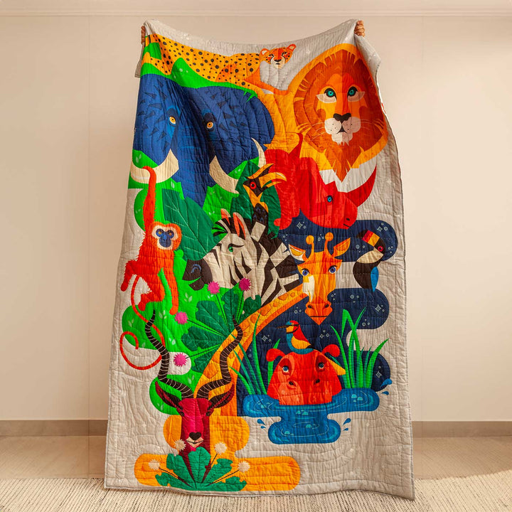 Personalized Tall Tales And Long Snouts Theme Cotton Quilt For Kids