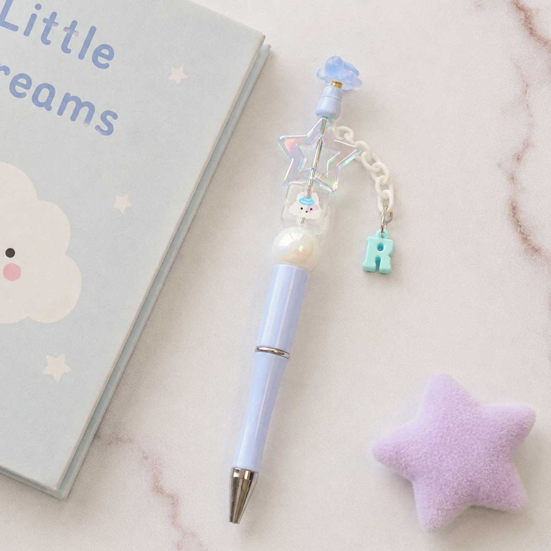 Personalized Blue Star Charm Pen With Initial Accessory For Kids
