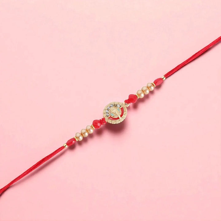 Handmade Beaded Ganesha Rakhi With Roli Chawal