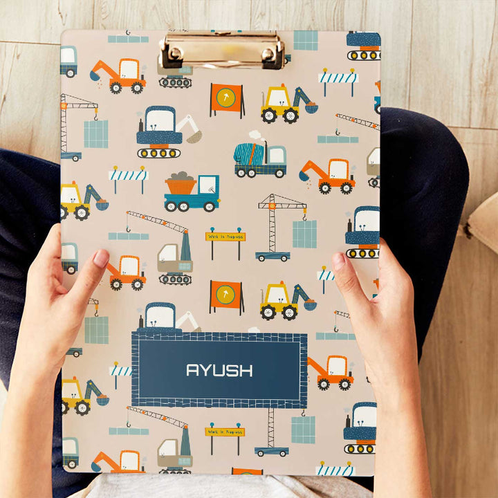 Personalized Construction Site Theme Acrylic Clipboard