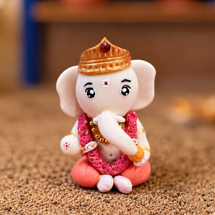 Handmade Miniature Ganesha Clay Golu Doll For Festive Decor