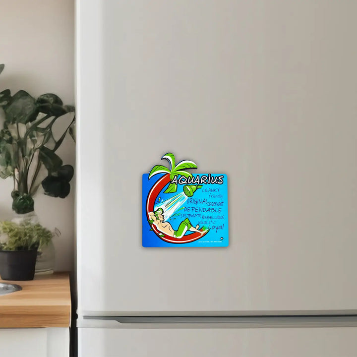 Printed Aquarius Zodiac Sign MDF Wood Fridge Magnet