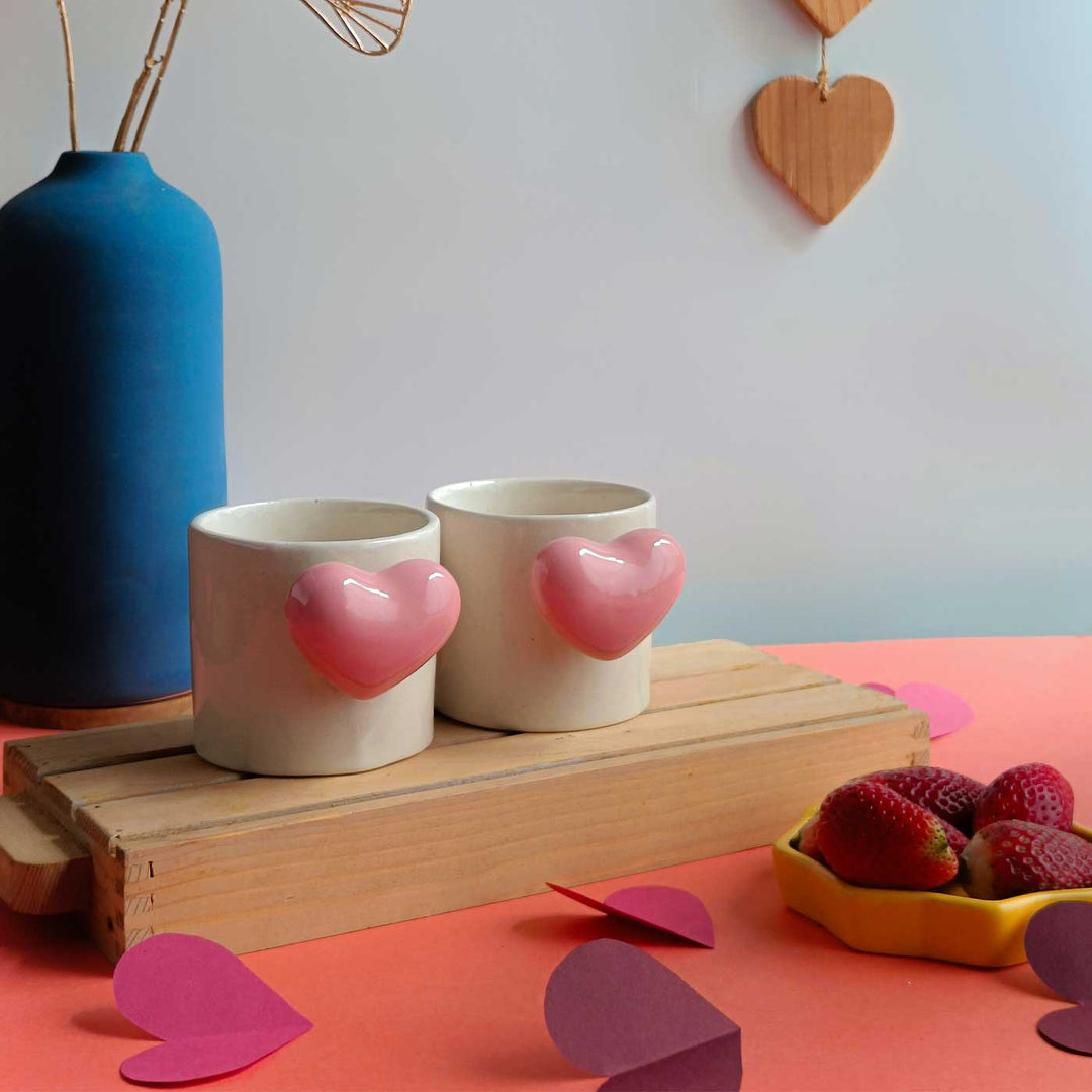 Handmade Fluffy Heart Ceramic Mug