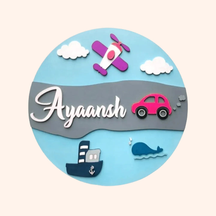 Transport Theme Kids Nameplate - Zwende