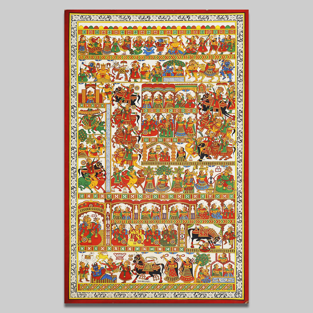 48 X 30 Inch | Story of Pabuji Paper Phad Painting