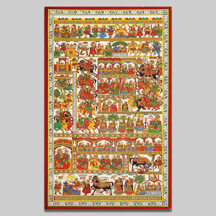 48 X 30 Inch | Story of Pabuji Paper Phad Painting