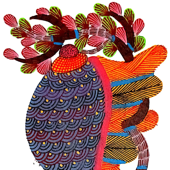 6 x 8 Inch | Forest’s Jewel | Original Hand painted Tribal Gond Art Painting | Acrylic Paints On Paper