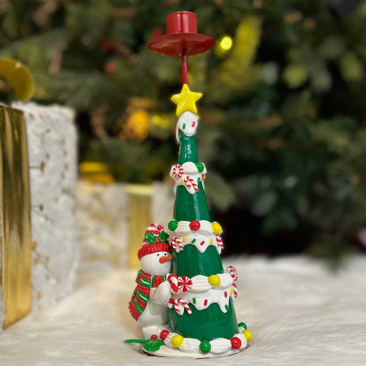 Festive Snowman Metal Candle Holder For Christmas Decoration