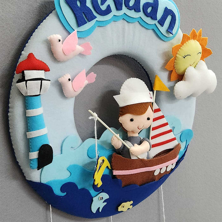 Personalized Fishing Theme Felt Kids Name Plate