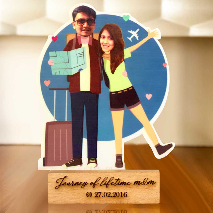 Photo Personalized Travel Couple Acrylic Caricature Cutout