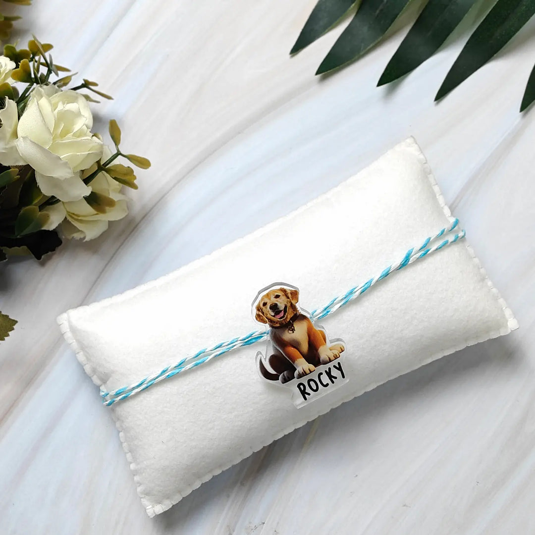 Photo Personalized Reusable Caricature Dog Acrylic Rakhi For Pets