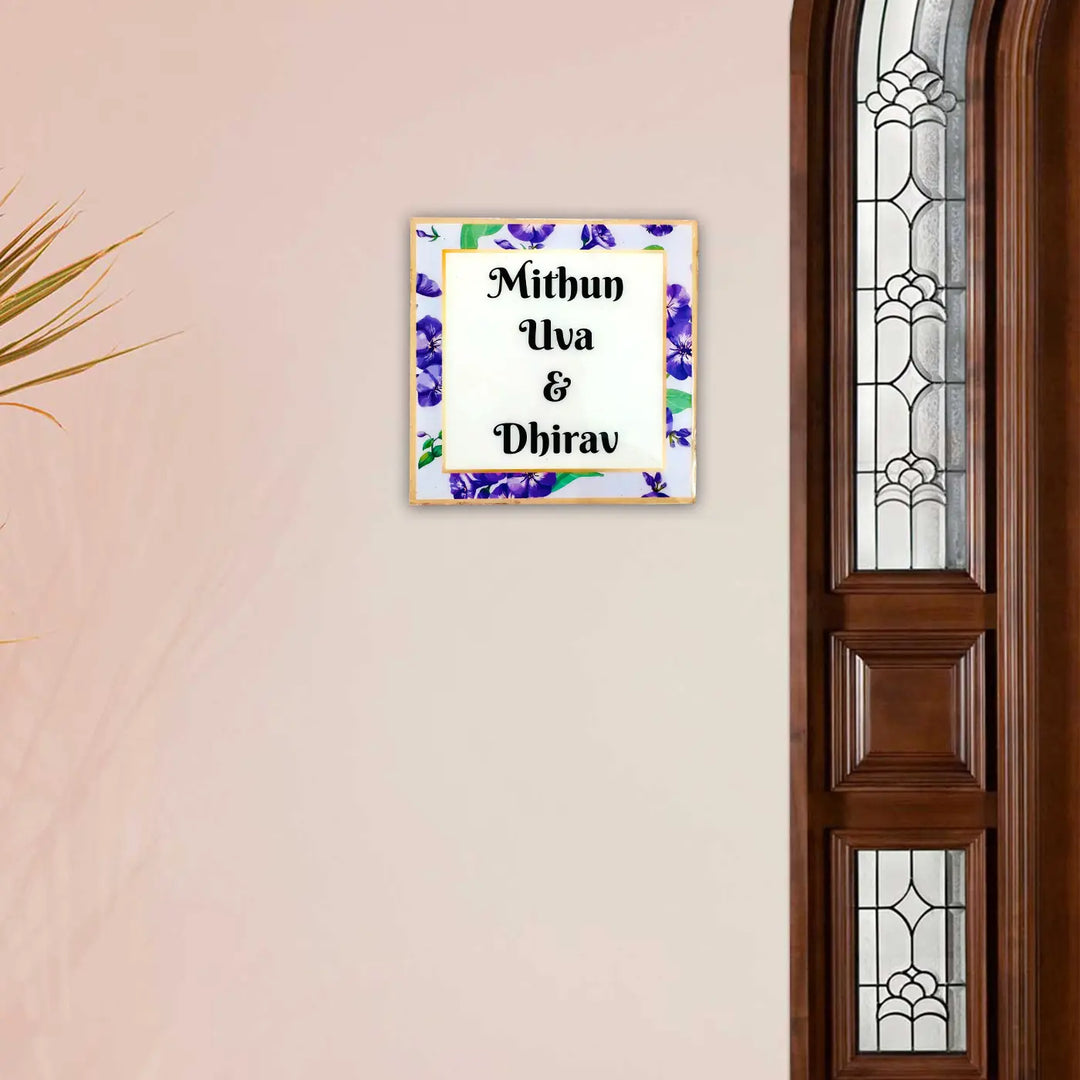 Personalized Botanical Theme Resin Name Plate