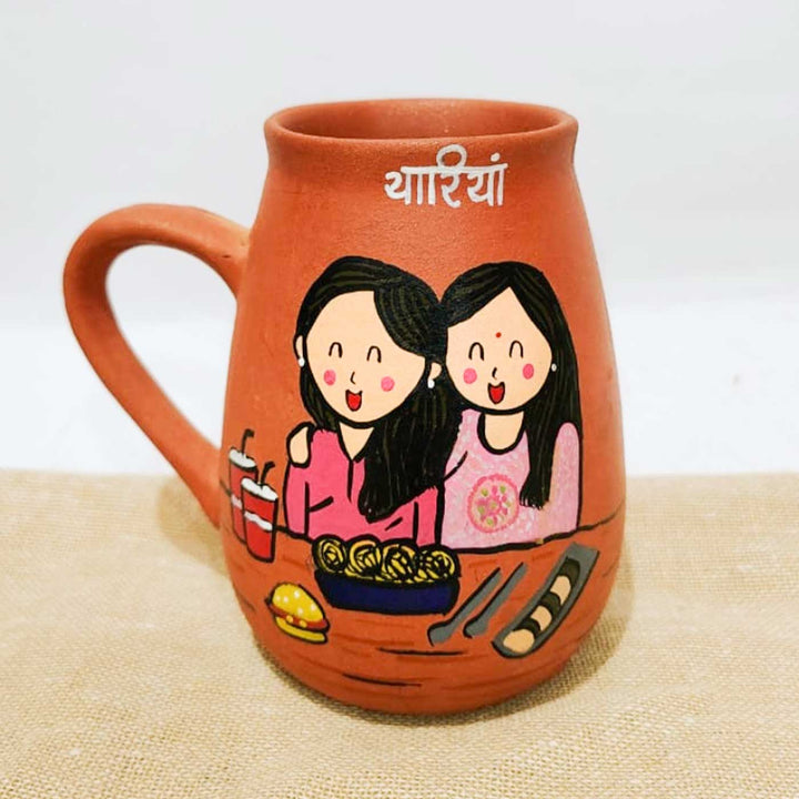 Best Friends Forever | Personalised Terracotta Mugs with Photo Based Caricatures