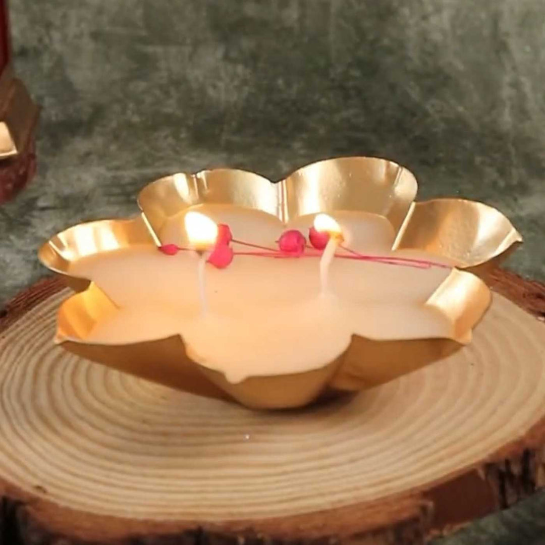 4 Inch | Handmade Floral Soy Wax Scented Urli Diya