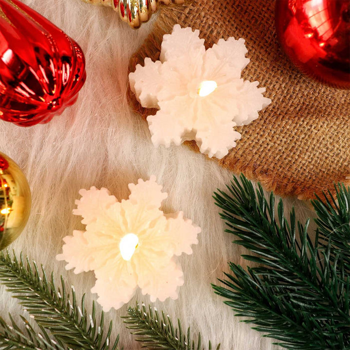 Handmade Snowflake Wax Candles For Christmas Decoration | Set Of 4