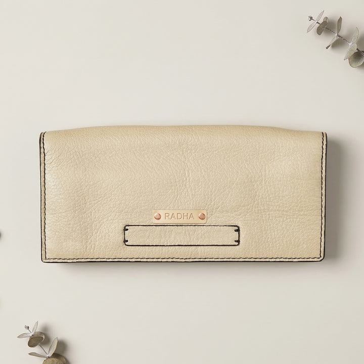 Personalized Off White Maxie Leather Card Wallet