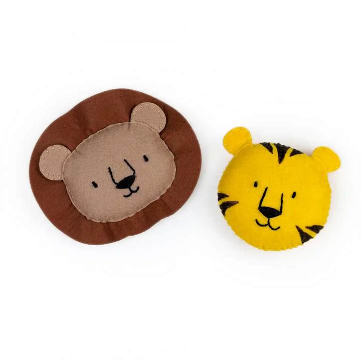 Handmade Lion & Tiger Theme Felt Brooches | Set Of 2