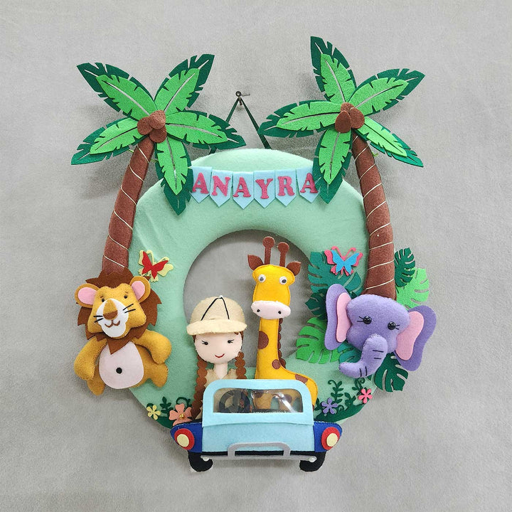 Handcrafted Personalized Jungle Safari Felt Nameplate For Siblings