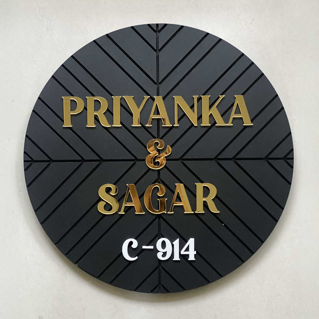 Personalized Handmade Minimal Design Round Wooden Name Plate