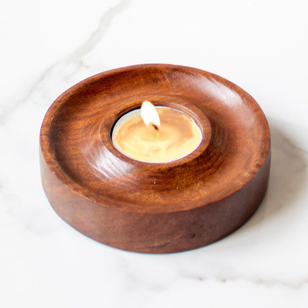 Handcrafted Rosewood Tealight Candle Holder