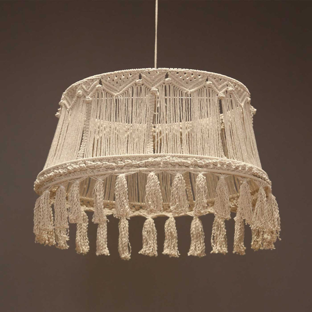 Handmade Macrame Tassel Design Cotton Hanging Lamp