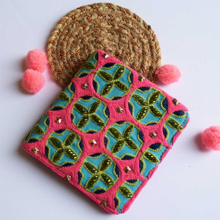 Handmade Embroidered Rihaana Design Canvas Wallet