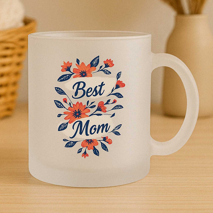 Printed Best Mom Theme Glass Mug