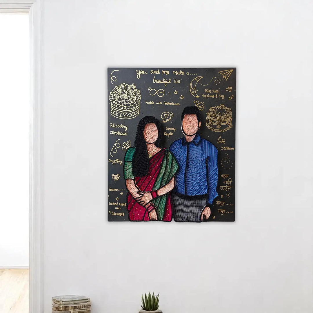 Photo Personalized Handmade String Art Anniversary Theme MDF Wood Decorative Plaque