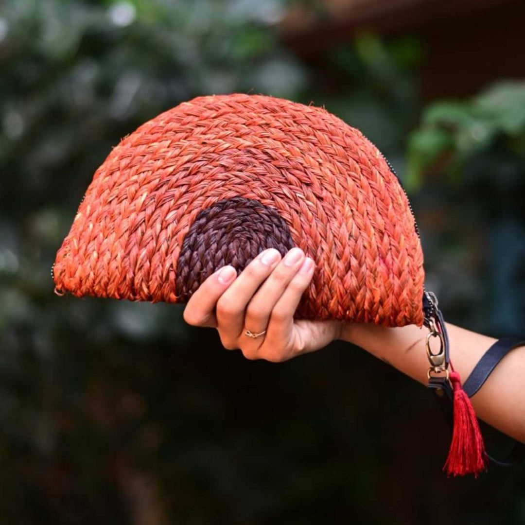 Handmade Grass Woven Rustic Earth Tones Sanai Clutch