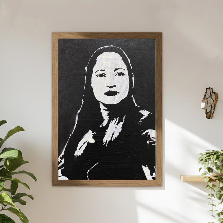 Photo Personalized Glow in the Dark Hand Illustrated Portrait With Premium Wooden Frame