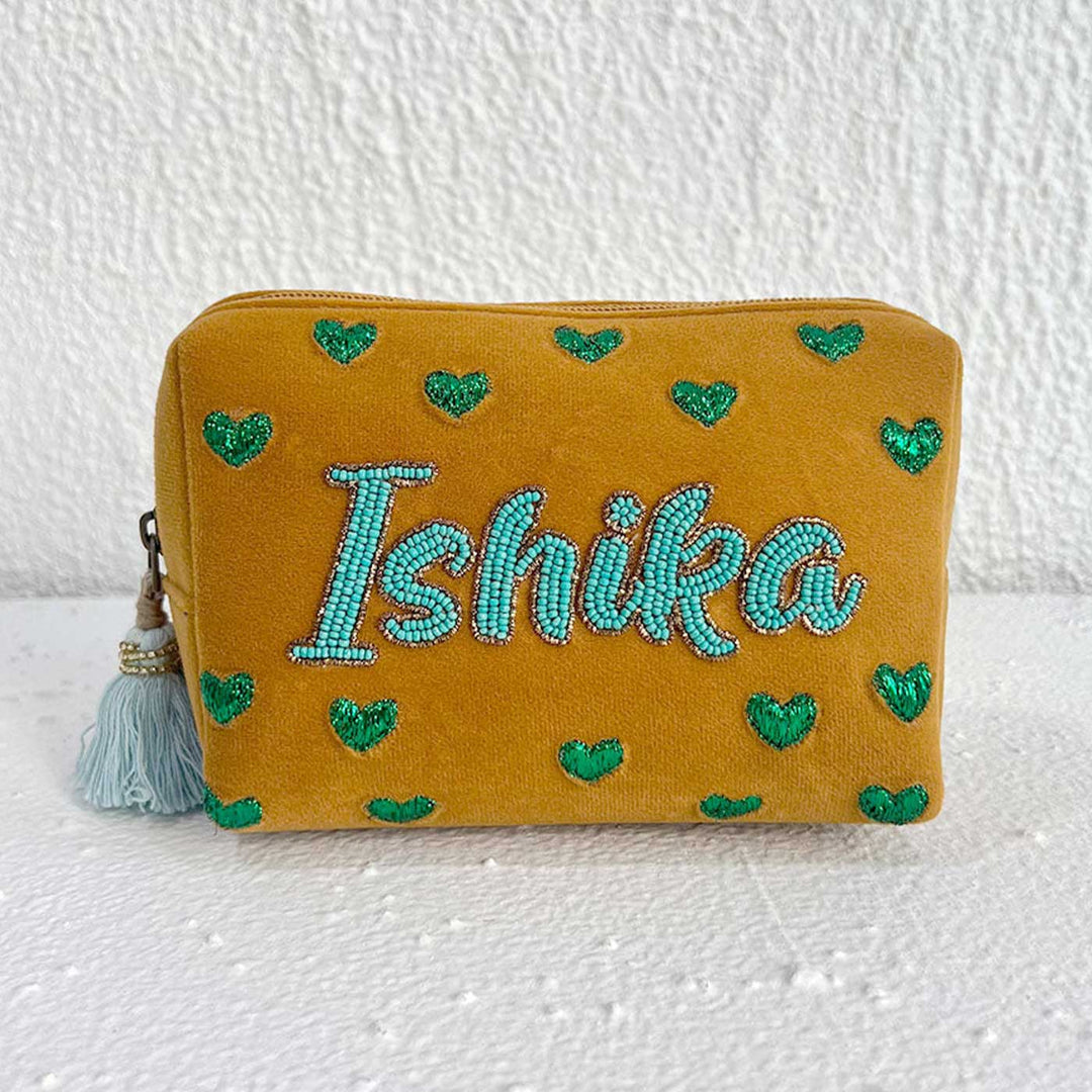Personalized Handmade Embroidered Heart Design Pouch