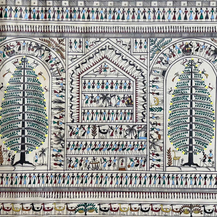 24 X 40 Inch | Handmade Silk Saura Tribal Art Of Odisha Painting