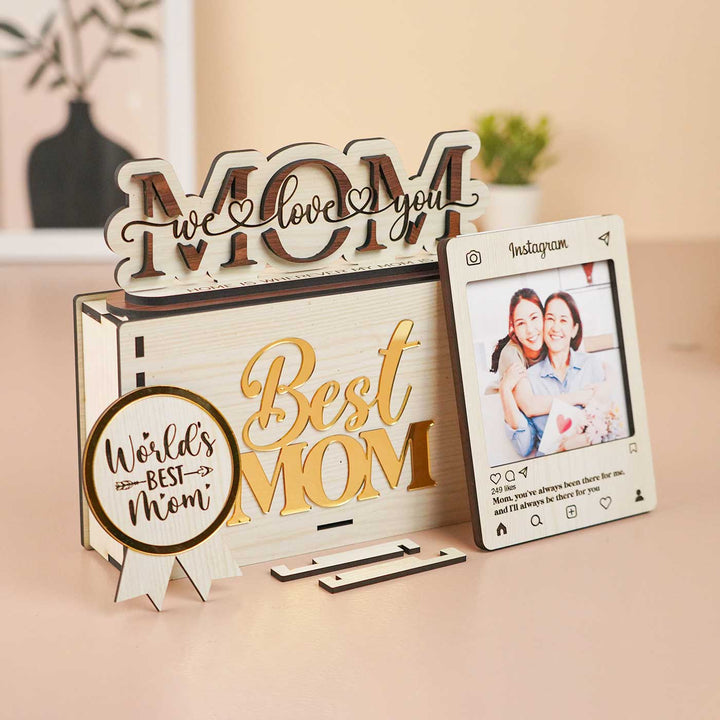 Photo Personalized Engraved Mother's Day MDF Wood Gift Hamper | Set of 5